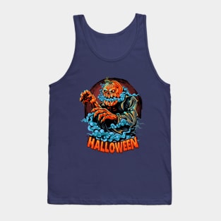 CLOUDY HALLOWEEN PUMKIN DESIGN Tank Top